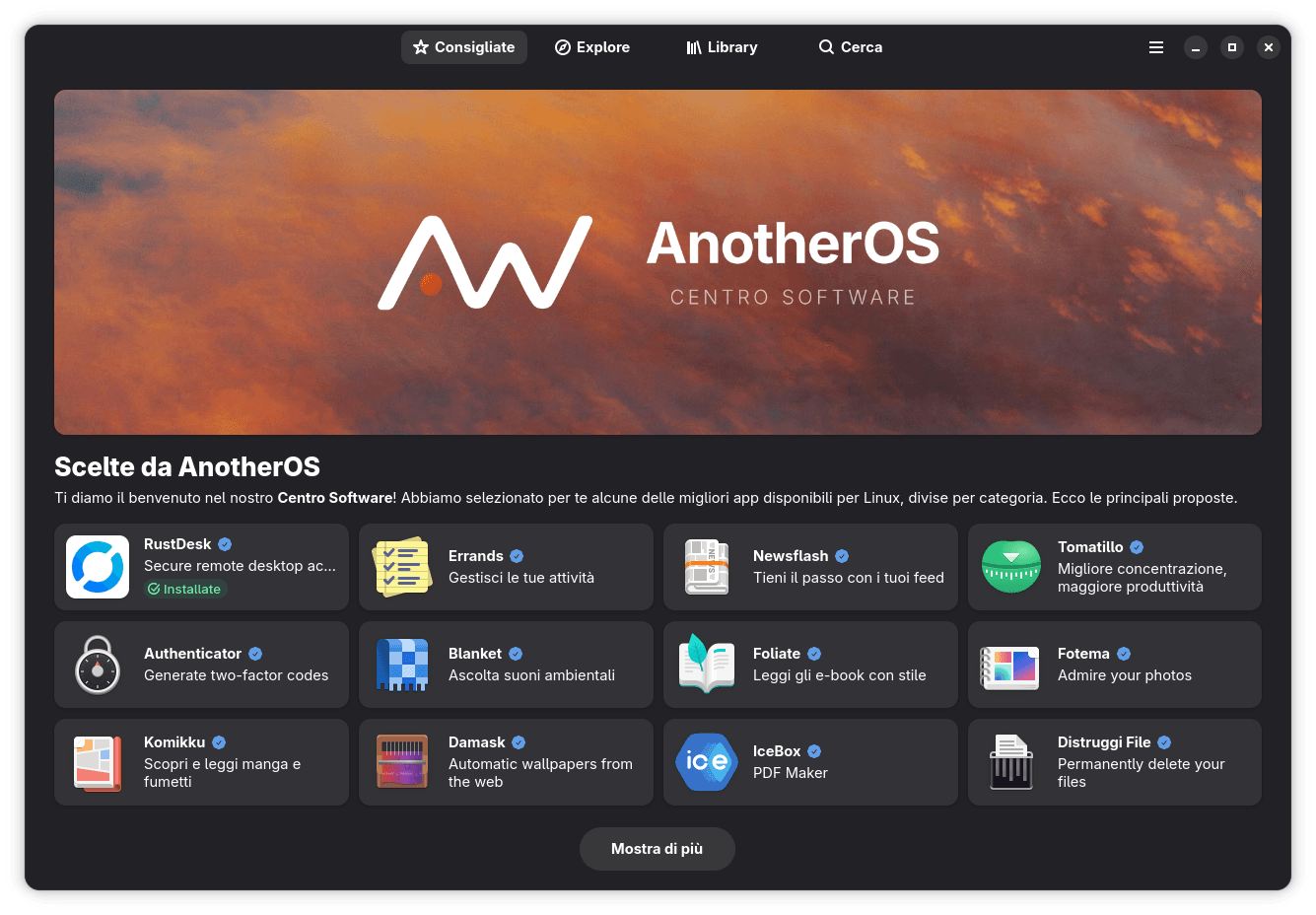 AnotherOS integra Bazaar come Software Manager